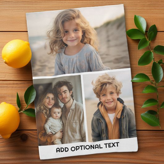 Moderne Minimal 3 Foto Collage mit Text Geschirrtuch