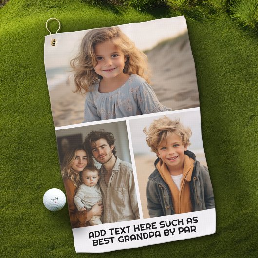 Moderne Minimal 3 Foto Collage mit Text Golfhandtuch