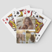 Moderne Minimal 3 Foto Collage mit Text Spielkarten (Rückseite)