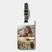Moderne Minimal 3 FotoCollage mit Kontaktinformati Gepäckanhänger (Vorderseite vertikal)