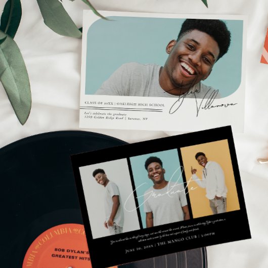 Moderne Minimal 4 Foto Abschluss Einladung