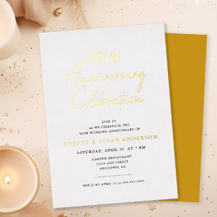 Moderne Minimal 50. Hochzeitstag Folieneinladung