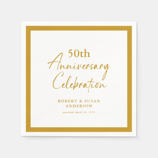 Moderne Minimal 50. Hochzeitstag Serviette (Vorderseite)