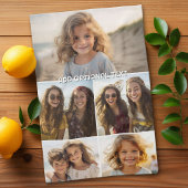 Moderne Minimal 5 FotoCollage mit Text Geschirrtuch