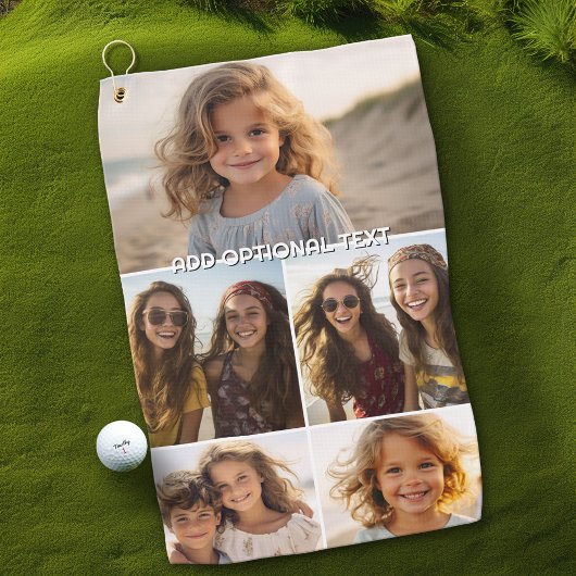 Moderne Minimal 5 FotoCollage mit Text Golfhandtuch