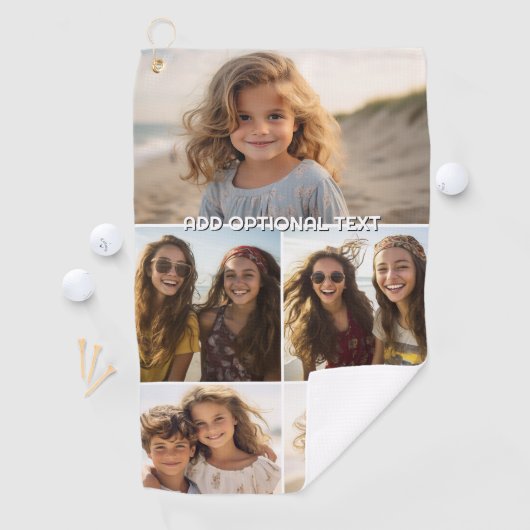 Moderne Minimal 5 FotoCollage mit Text Golfhandtuch (Insitu)