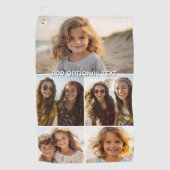 Moderne Minimal 5 FotoCollage mit Text Golfhandtuch (Vorderseite)