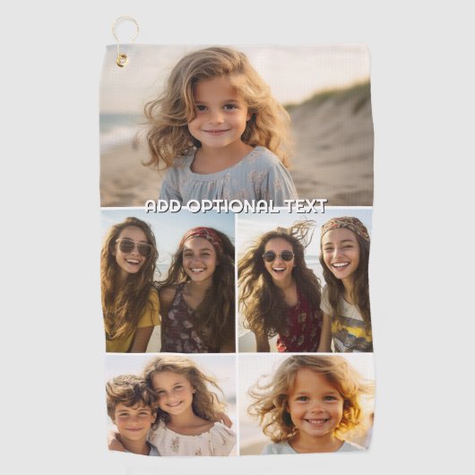 Moderne Minimal 5 FotoCollage mit Text Golfhandtuch (Vorderseite)