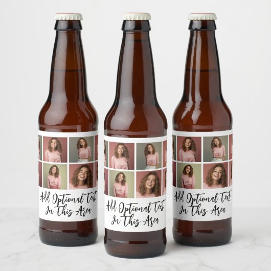 Moderne Minimal 8 Foto Grid Collage - White Bierflaschenetikett (Flaschen)