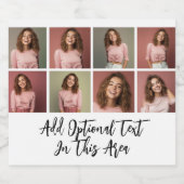 Moderne Minimal 8 Foto Grid Collage - White Bierflaschenetikett (Einzelnes Label)