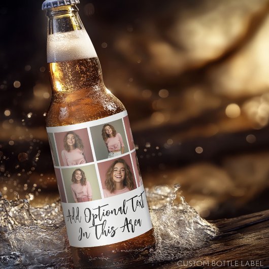 Moderne Minimal 8 Foto Grid Collage - White Bierflaschenetikett