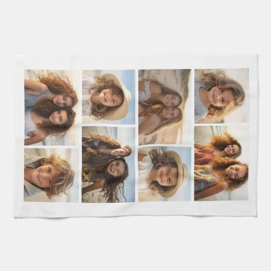 Moderne Minimal 8 Foto Grid Collage - White Geschirrtuch (Horizontal)