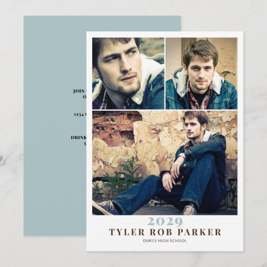 Moderne Minimal Abschluss 3 Foto Ankündigung (Vorne/Hinten)