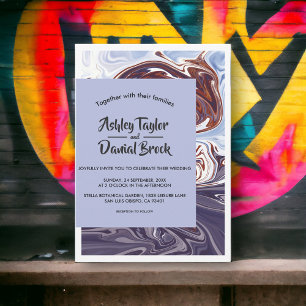 Moderne Minimal Abstrakt Art Navy Hochzeit Einladung