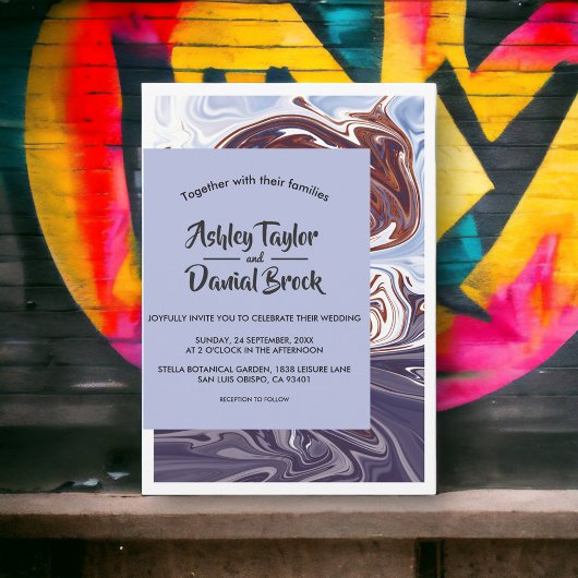 Moderne Minimal Abstrakt Art Navy Hochzeit Einladung