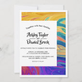 Moderne Minimal Abstrakt farbenfrohe Hochzeit Einladung (Vorderseite)