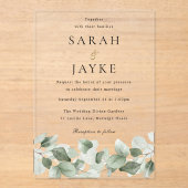 Moderne Minimal All Seasons Grüne Hochzeit Acryleinladungen (Vorderseite)