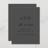 Moderne Minimal Alle Schwarz Save the Date einfach Ankündigungspostkarte (Vorne/Hinten)