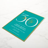 Moderne Minimal Aqua Dreißig Drehbuch Geburtstag Folieneinladung (Gedreht)