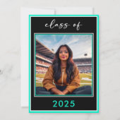 Moderne Minimal Aqua Script Graduation Party Einladung (Rückseite)