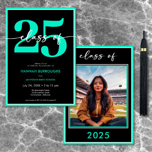 Moderne Minimal Aqua Script Graduation Party Einladung