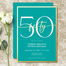 Moderne Minimal Aquamarine 50 Script Geburtstag