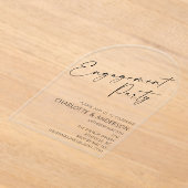 Moderne Minimal Arch Black Script Engagement Party Acryleinladungen (Ablage )