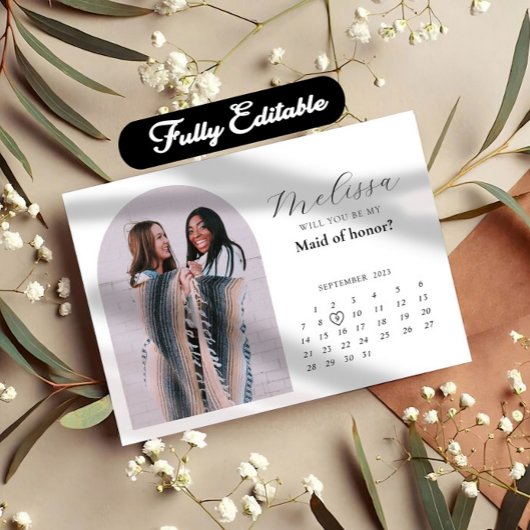 Moderne Minimal Arch Bridesmaid-Karte Einladung