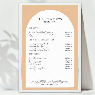 Moderne Minimal Arch Brown White Salon Preisliste Poster