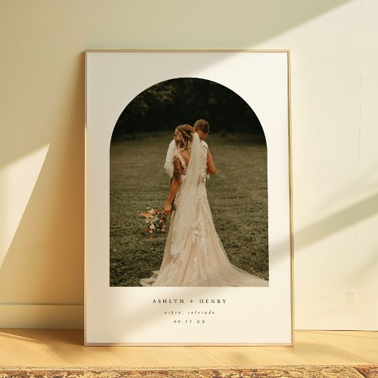 Moderne Minimal Arch Couple Foto Hochzeit Poster