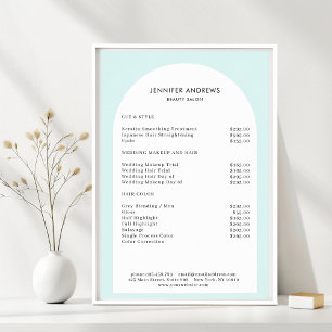Moderne Minimal Arch Salon Preisliste Poster