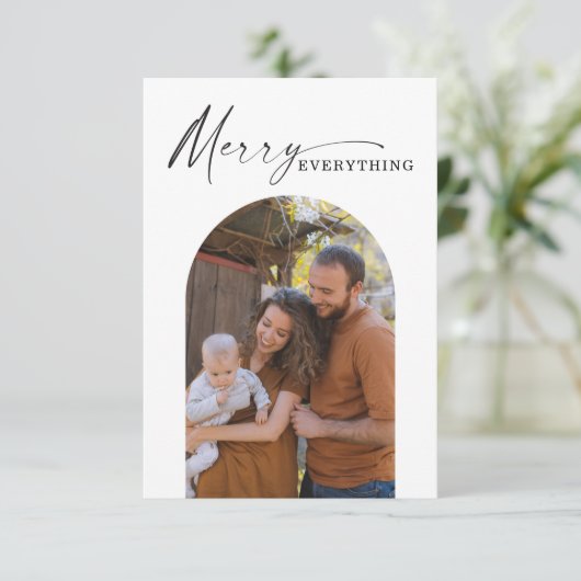 Moderne Minimal Arch Weihnachtskarte Dankeskarte (Stehend Vorderseite)