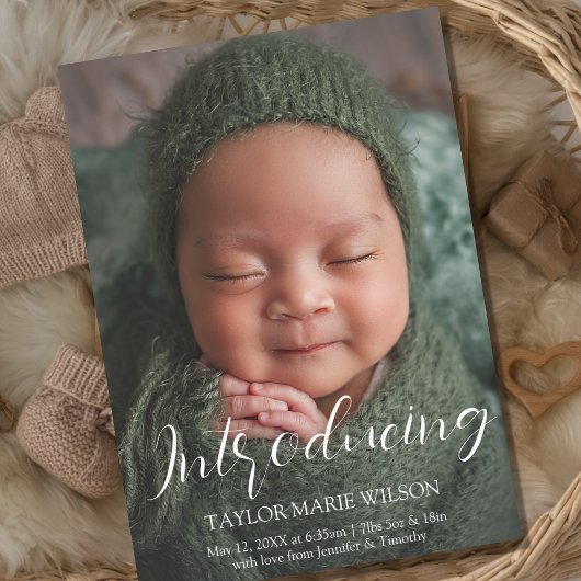 Moderne Minimal Baby Foto Geburtsankündigung Ankündigung