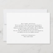 Moderne Minimal Baby Foto Geburtsankündigung Dankeskarte (Rückseite)