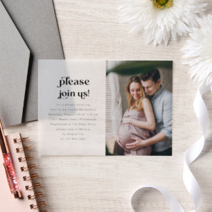Moderne Minimal Baby Shower Foto Pergament Einladungen