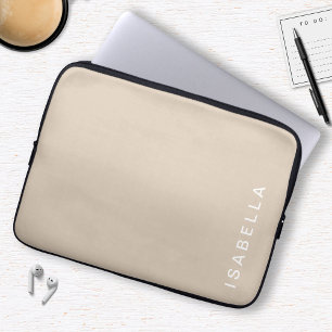 Moderne Minimal Beige Personalisierter Name Laptopschutzhülle