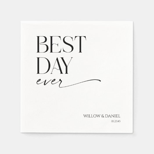 Moderne Minimal Best Day Ever Wedding Serviette (Vorderseite)
