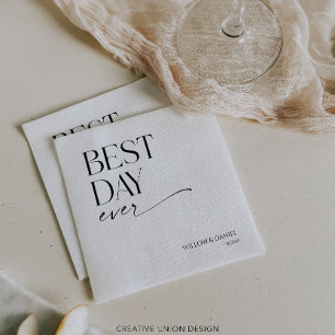 Moderne Minimal Best Day Ever Wedding Serviette