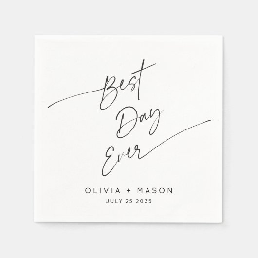 Moderne Minimal-Beste-Tag-Hochzeit Serviette (Vorderseite)