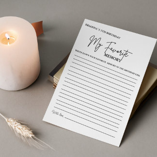 Moderne Minimal Birthday Favorite Memory Card Hinweiskarte
