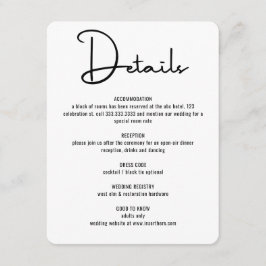 Moderne Minimal Black Calligraphy Script Wedding Begleitkarte