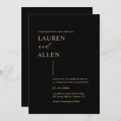 Moderne Minimal Black Gold Hochzeit Einladung (Vorne/Hinten)