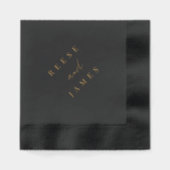 Moderne Minimal Black & Gold Hochzeit Servietten Mit Folie (Vorderseite)