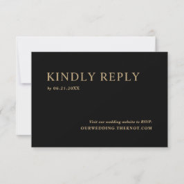 Moderne Minimal Black Gold Wedding RSVP Card Karte