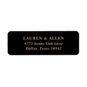 Moderne Minimal Black Gold Wedding Rücksendeadress (Vorne)