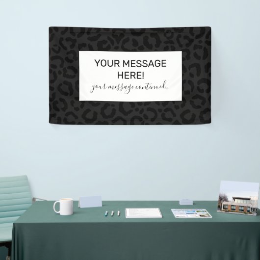Moderne Minimal Black Leopard Print Banner (Messeveranstaltung)