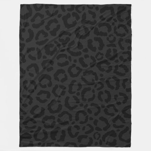 Moderne Minimal Black Leopard Print Fleecedecke (Vorderseite)