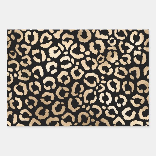 Moderne Minimal Black Leopard Print Geschenkpapier Set (Vorderseite 3)