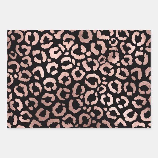 Moderne Minimal Black Leopard Print Geschenkpapier Set (Vorderseite 2)