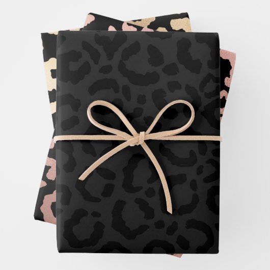 Moderne Minimal Black Leopard Print Geschenkpapier Set (Beispiel)